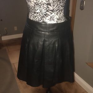 Pleated Leather Skirt